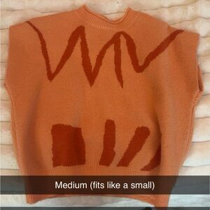 Orange Abstract Knit Sweater Vest
